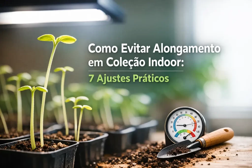pequenas mudas verdes crescendo em vasos pretos com ferramentas de jardinagem