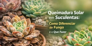 Suculentas em vaso destacando cuidados com queimadura solar