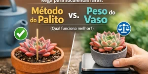 Método do Palito e Peso do Vaso comparados para regar suculentas raras
