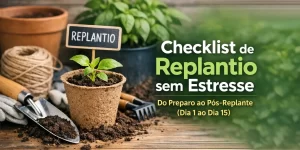 Cena de jardinagem com checklist 