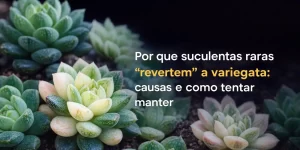 Suculentas raras com folhas verdes e variegadas destacadas em fundo escuro